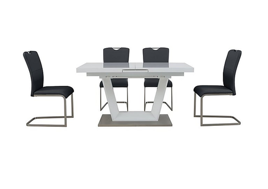 Bianco Small Extending Dining Table and 4 Chairs Dining Set - Grey