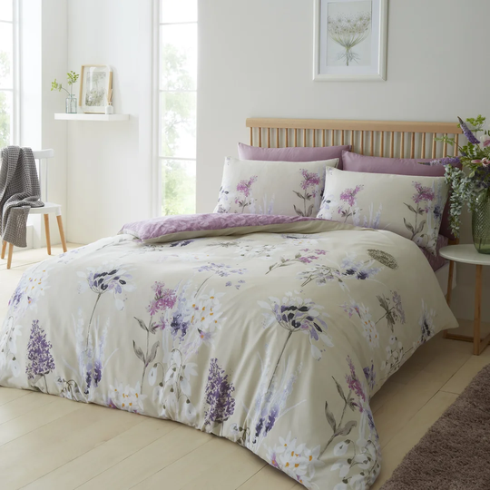 Gammill Beige/Grey/Purple 144 TC Duvet Cover Set