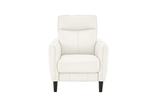 Compact Collection Petit Leather Power Recliner Armchair - White- World of Leather