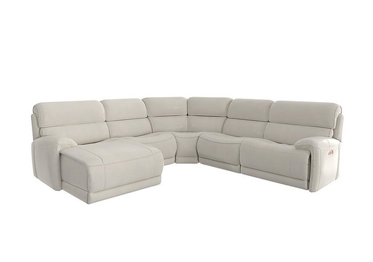 Link Leather Corner Chaise Power Sofa - White- World of Leather