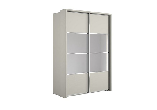 Wiemann - Oakland 160cm Sliding 2 Door Wardrobe with Passe-Partout Frame and Crystal Mirror - Grey