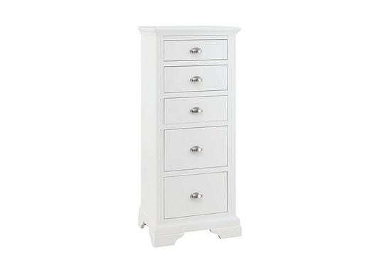 Furnitureland - Emily 5 Drawer Tall Chest - White
