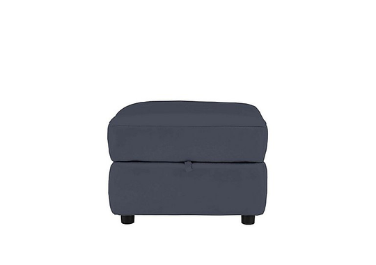 Relax Station Revive Leather Storage Footstool - Blue- World of Leather