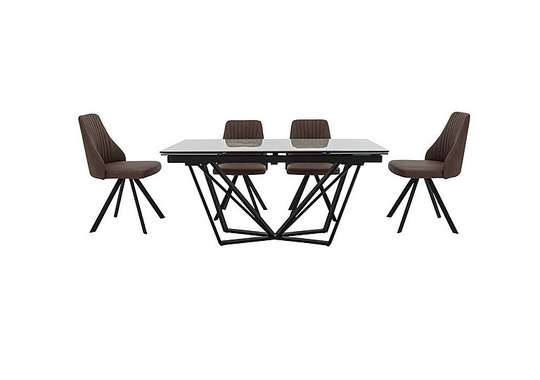 Aquila Extending Dining Table and 4 Swivel Dining Chairs - Brown