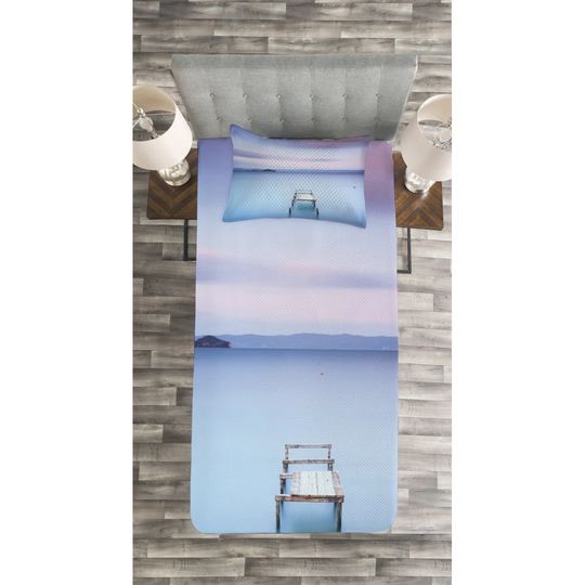 Adeliah Blue/Lilac Bedspread Set with Pillow Sham