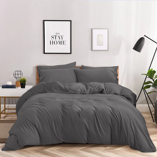 Kamiaya Plain Microfibre 200TC Reversible Duvet Cover Set