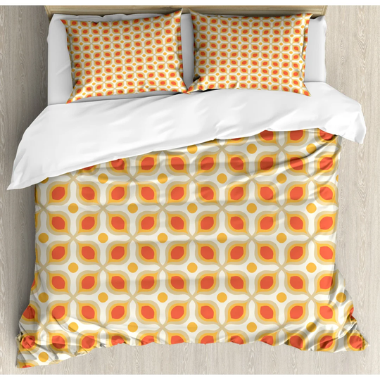 Felecia Orange/Cream Microfibre 350 TC Duvet Cover Set