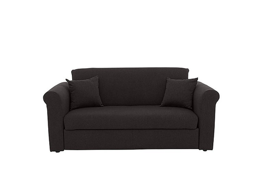 Versatile Small 2 Seater Fabric Sofa Bed with Scroll Arms - Black