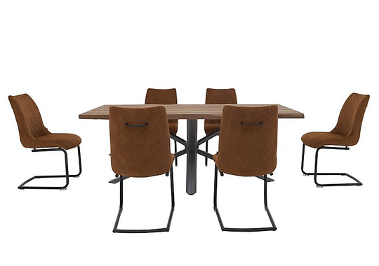 Habufa - Philadelphia Dining Table and 6 Dining Chairs - 230-cm - Brown
