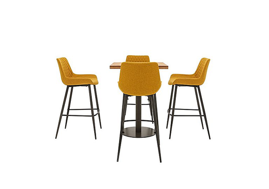 Earth Bar Table and 4 Rocket Bar Stools - Yellow