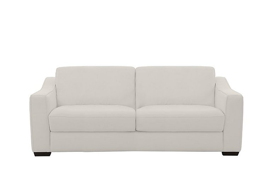 Optimus 3 Seater Leather Sofa Bed with Memory Foam Mattress - White- World of Leather