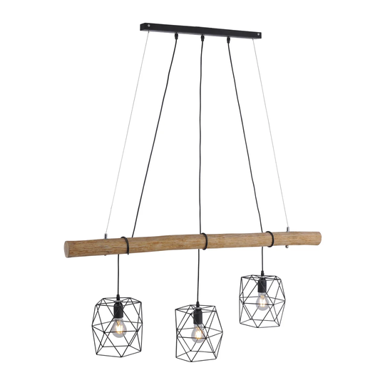 Keys 3 - Light Kitchen Island Linear Pendant with Wood Accents