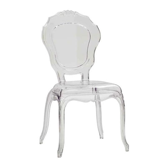 Set Of 4 QUEEN's Transparent Polypropylene Stacking Chairs Without Arms