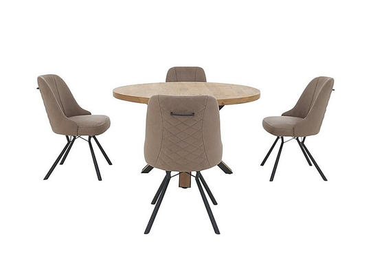 Detroit Round Dining Table and 4 Detroit Dining Chairs - Beige