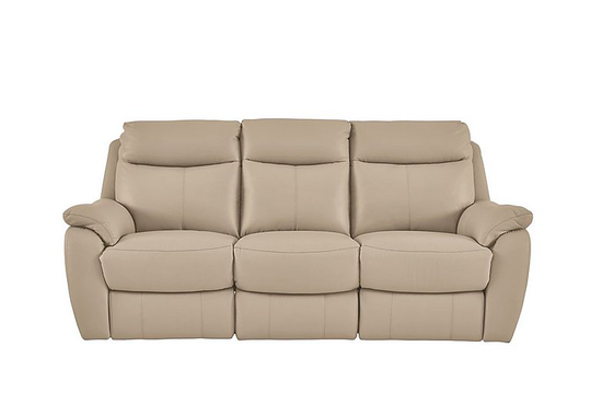 Snug 3 Seater Leather Power Recliner Sofa - Beige- World of Leather
