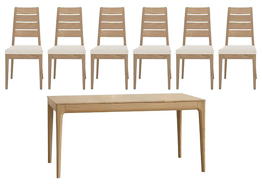 Ercol - Romana Medium Extending Dining Table and 6 Slatted Dining Chairs