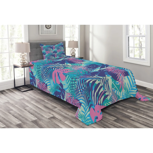 Adelane Blue/Purple Bedspread Set with Pillow Sham