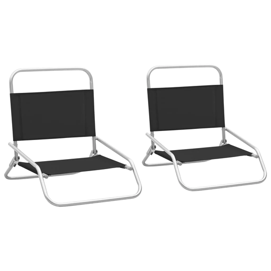 Folding Beach Chairs 2 Pcs Taupe Fabric