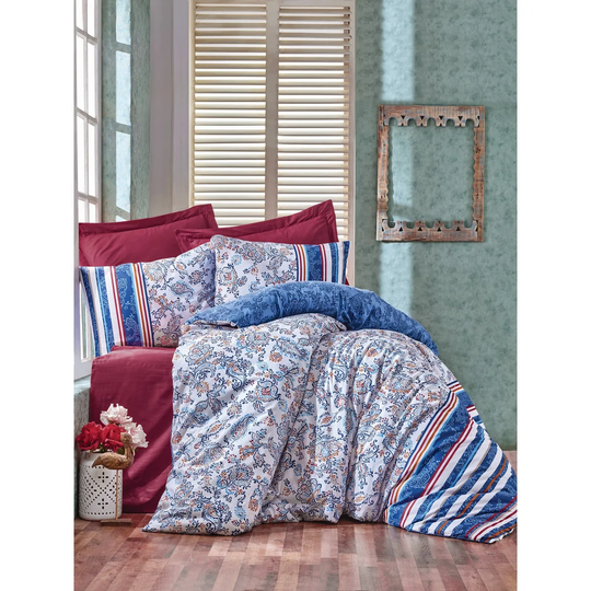 Mathis Blue/Yellow 100% Cotton Reinforce 145 TC Duvet Cover Set