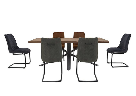 Habufa - Philadelphia Dining Table and 6 Dining Chairs - 200-cm - Grey