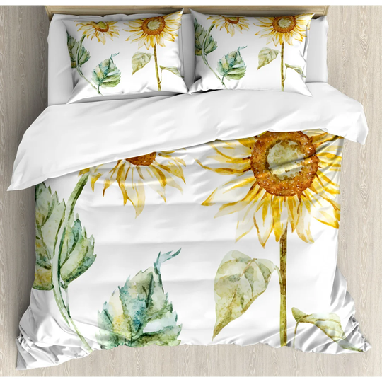Leif Yellow/Green/White Microfiber 350 TC Modern & Contemporary Duvet Cover Set