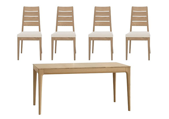Ercol - Romana Medium Extending Dining Table and 4 Slatted Dining Chairs
