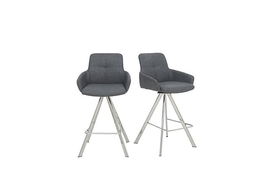 Vegas Pair of Faux Leather Swivel Barstools with Arms