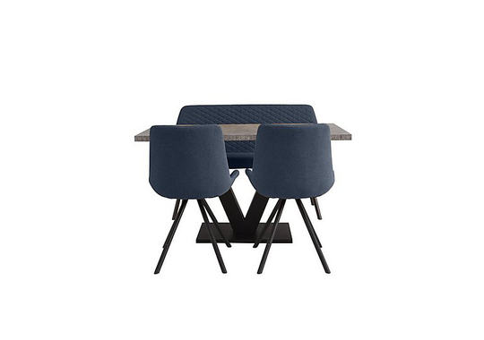 Rocket Dining Table, 2 Chairs and High Back Bench Dining Set