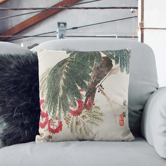 Bird Hiding in the Tree Cushion with Filling Pillow