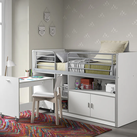 Bonny European Single Mid Sleeper Bed with Desk