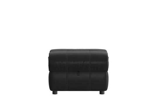 Link Leather Footstool - Black- World of Leather