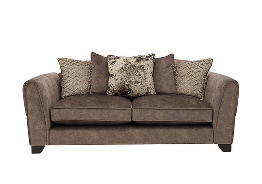 Ariana 3 Seater Fabric Pillow Back Sofa - Brown