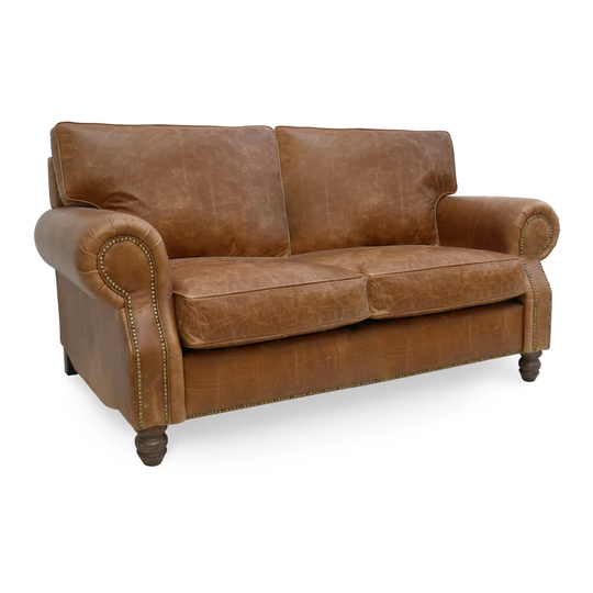 Enkhtuya 175Cm Genuine Leather Scroll Sofa