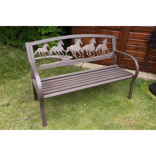 Horses Themed Steel and Cast Iron Bench