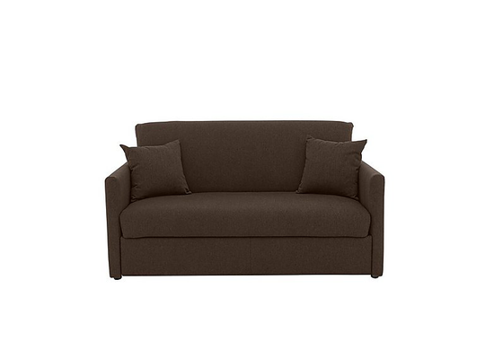 Versatile Small 2 Seater Fabric Sofa Bed with Slim Arms - Brown