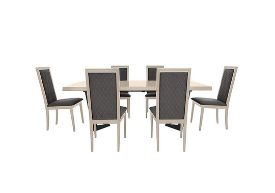 Palazzo 200cm Extending Dining Table in Sand Birch with 6 Rombi Dining Chairs
