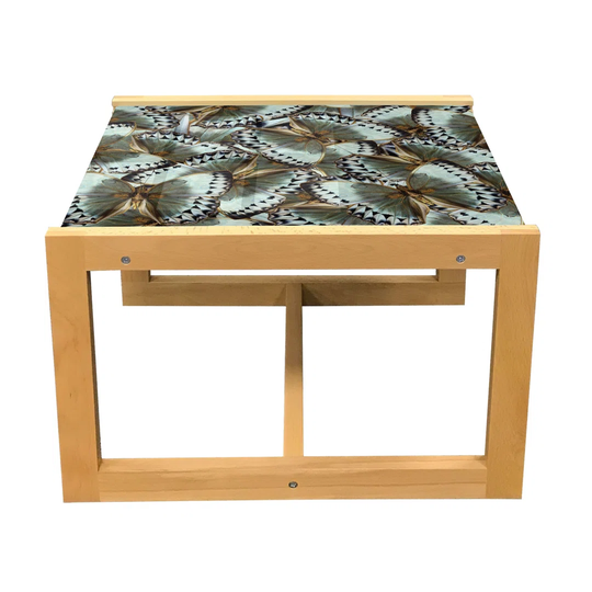 Exotic Coffee Table, Butterflies Jungle Queen Animal Wings Nature Moth Transform Print, Acrylic Glass Center Table With Wooden Frame For Offices Dorms