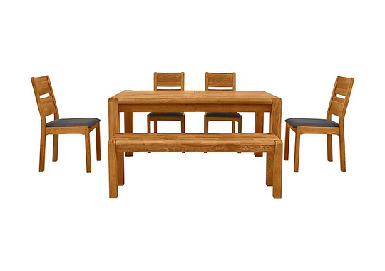 Bakerloo Small Extending Table, 4 Chairs and Small Bench Dining Set