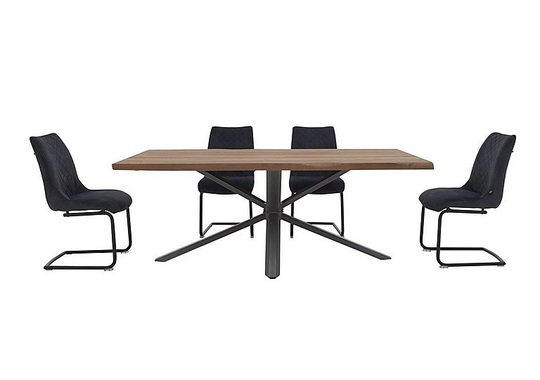 Habufa - Philadelphia Dining Table and 4 Dining Chairs - 170-cm - Black