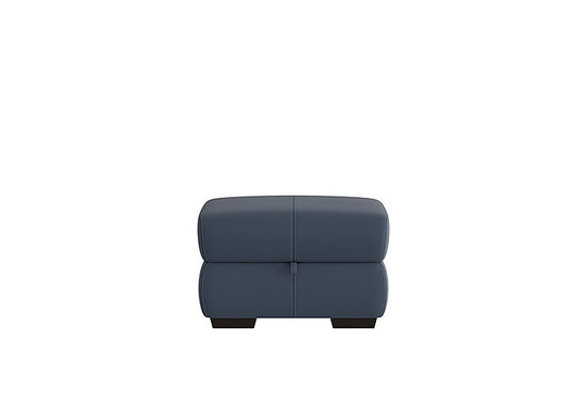 Elixir Leather Storage Footstool - Blue- World of Leather