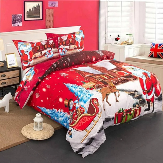 Red/White Microfibre Reversible Duvet Cover Set