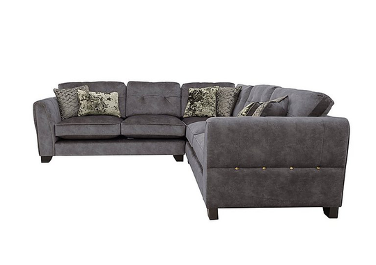 Ariana Large Fabric Classic Back Corner Sofa - Grey