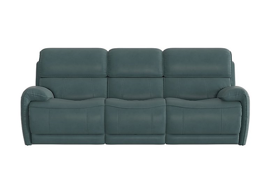 Link 3 Seater Leather Power Recliner Sofa with Power Headrests - Green- World of Leather
