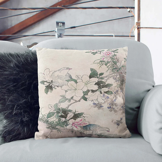 Birds at the Pond Cushion with Filling Pillow