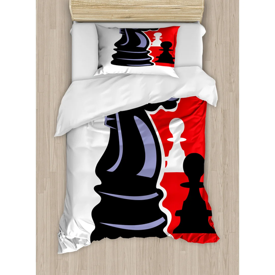Sanchez Black/White/Red 100% Brushed Microfibre Duvet Cover Set