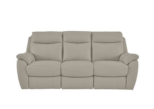 Snug 3 Seater Leather Manual Recliner Sofa - Grey- World of Leather