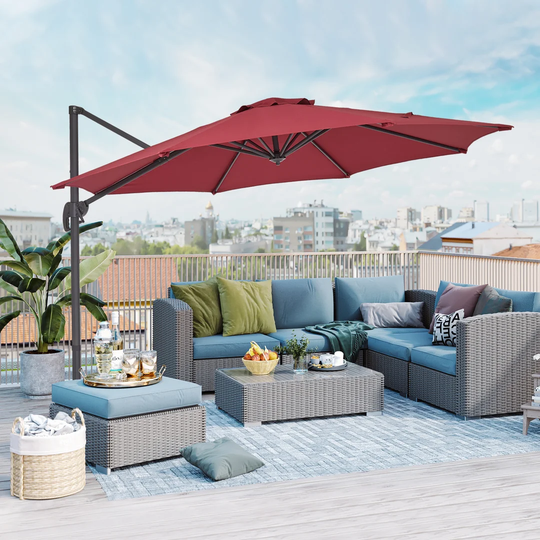 3m Roman Parasol, Reclining Roman Parasol, Sunshade, Uv Protection, Rainproof, For Garden, Beach, Courtyard