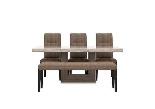Stone International - Valentina Dining Table with 3 Chairs and Dining Bench