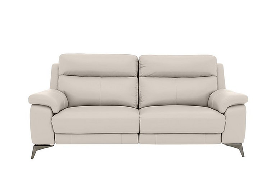 Missouri 3 Seater Leather Recliner Sofa with Power Headrest - White- World of Leather