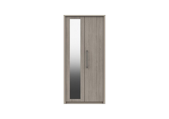 London Bedrooms - Paddington 2 Door Wardrobe with Mirror - Grey